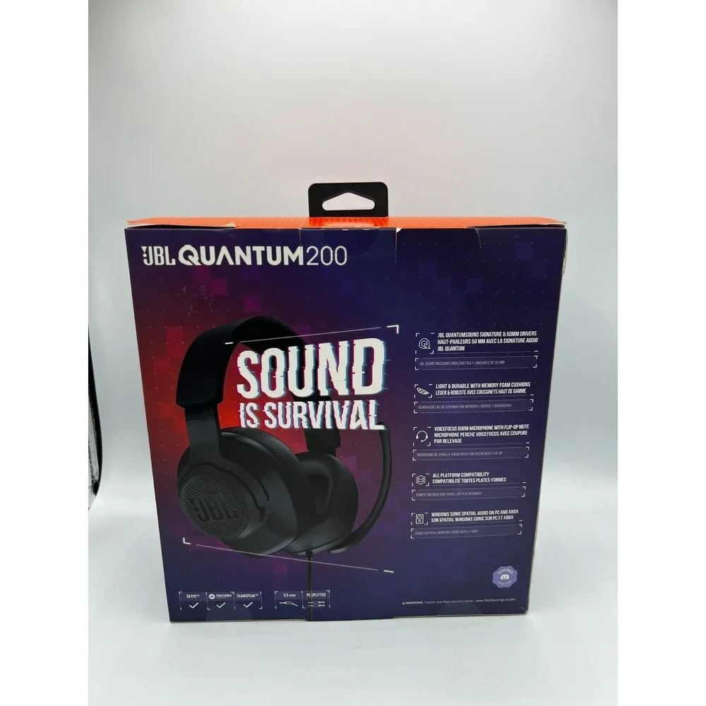 JBL Quantum 200 Gaming Headset, PC, PS5, PS4, Xbox Switch, Gaming Headphone, Mic
